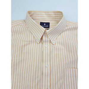 Stafford Regular Fit Size 18 34-35 Tangerine White Stripe Wrinkle Free Oxford